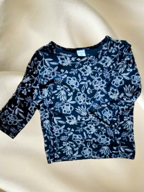 Columbia Tops - Columbia Dark Blue Floral 3/4-Sleeve Tee